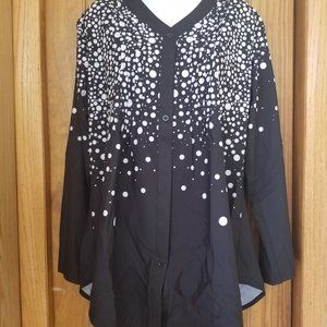 XL Long Sleeve Poka Dot Top